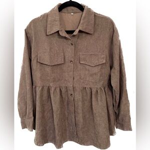 Unishe Corduroy Lapel Button Pocket Shacket, Size S